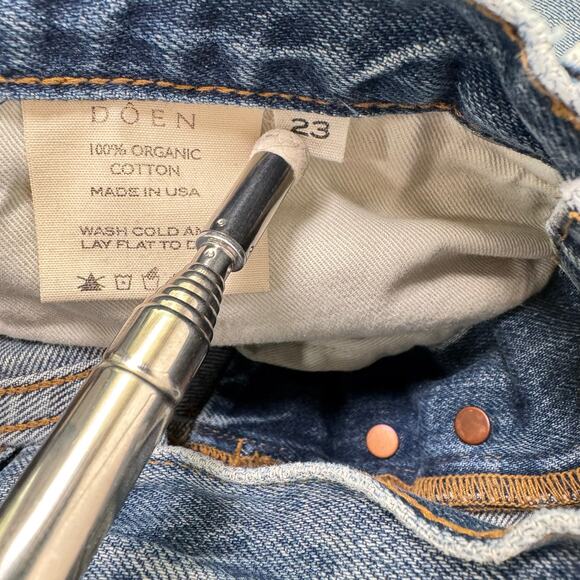 Doen High Rise Straight Leg Jeans Womens Size 23 Organic Cotton Medium Wash Blue - Picture 10 of 11